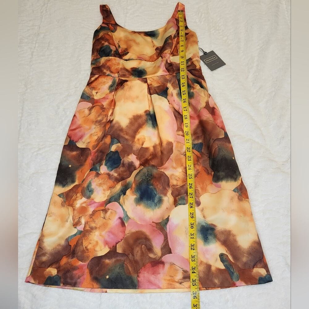 NWT Merona Orange Brown Sleeveless Sheath Watercolor Dress, Size 2 - Picture 10 of 12